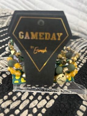 Gameday Beaded Erimish Bracelet Set in Green & Yellow